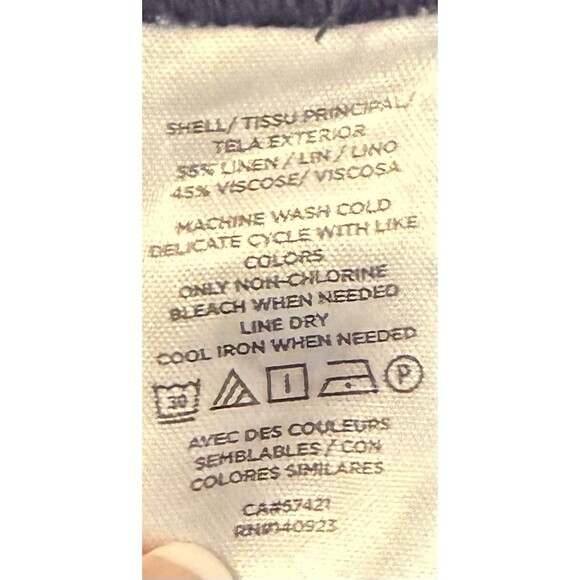 LOFT Women’s Navy Linen Blend Belted High Rise Shorts Size S Shell Print Pockets - Picture 7 of 8